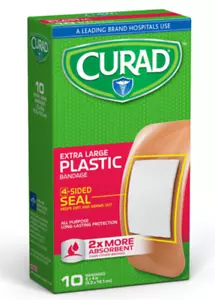 Curad CUR47437RB Plastic Adhesive Bandages 2" x 4" Tan 6 Boxes of 10 Each - Picture 1 of 1