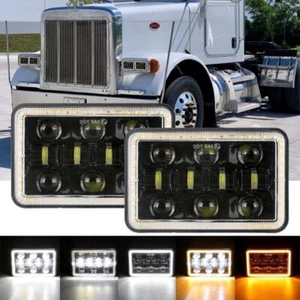 Pair 4x6INCH LED Headlight Hi/Lo DRL Turn Signal For Freightliner FLD120 FLD112 - Picture 1 of 12