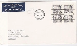 Canada 1970 Airmail FDC +Bk Cancel Queen Elizabeth ll Four Stamps Cover ref22015 - Picture 1 of 2