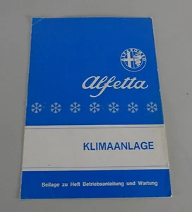 Manuale Di Istruzioni Alfa Romeo Alfetta Climatizzatore Novembre 1976 - Foto 1 di 2
