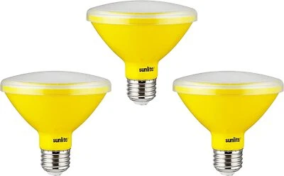 Sunlite LED Short Neck Colored Recessed Bug Light Bulb 8W Yellow, 3-Pack - Image 1 of 2