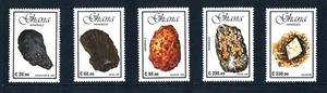 1/3 off $9.50 Scott Value - 1991 GHANA 5v Minerals, Geology Africa CV MNH NH UMM - Picture 1 of 2
