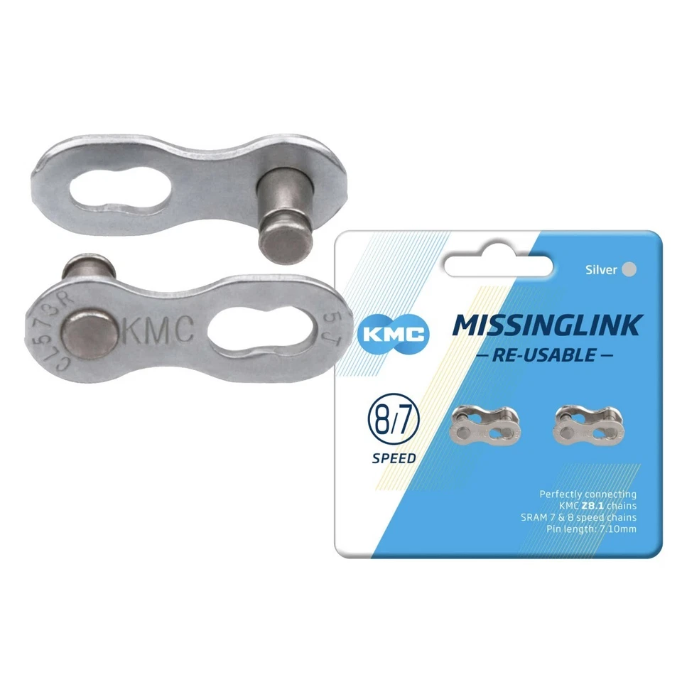 Eslabón de conexión de cadena KMC MissingLink II 7,1 mm para 6/7/8 velocidades - Tarjeta de 2 Foto 1 de 1