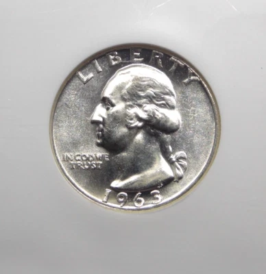 1963 "P" Washington SILVER Quarter 25c NGC MS66 #014 Gem Uncirculated ECC&C, Inc - Image 1 of 4