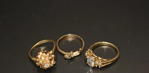 Used: Three inherited custome jewelry gold plated rings. size 18.1 mm size 8 - Picture 1 of 23
