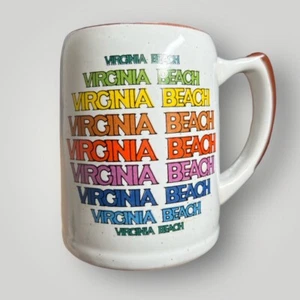 Vintage Virginia Beach Rainbow Ceramic Pottery Souvenir Coffee Mug Nanco Korea - Picture 1 of 13