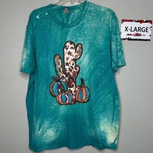 Jade Bleach Splatter cactus XL tee shirt Gildan Softstyle - Picture 1 of 9