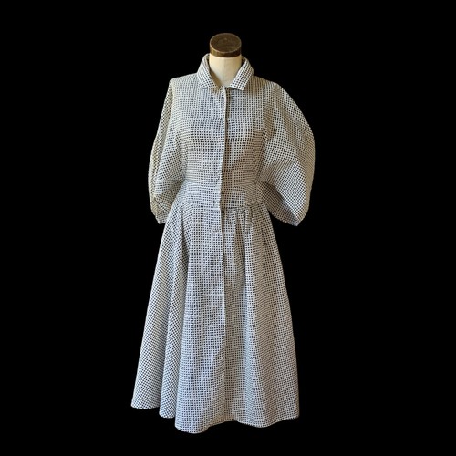 Abito vintage FENDI blu a quadri RARO kimono MIDI poliammide ITALIA US 4 IT 40