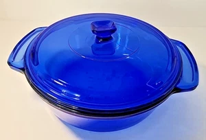 Anchor Hocking Casserole Cobalt Blue Round Covered Casserole 1.5 Qt - Imagen 1 de 3