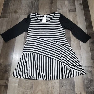 R Rouge Women's Striped Long Sleeve Tunic Dress Gray/Black Size XL NWT - Picture 1 of 8