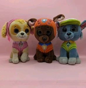 Paw Patrol x 3 TY Beanie Boo Zuma Skye Rocky Plush 6” 15cm USED - Picture 1 of 7
