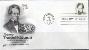 US Scott #1861 "Thomas H. Gallaudet", First Day Cover, ArtCraft Cachet - Picture 1 of 1