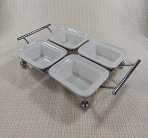 GODINGER Silber Kunst PORZELLAN 4 Abschnitte RELISH SERVIERER mit METALLGESTELL - Bild 1 von 10