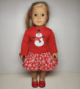 Frosty Snowman Winter Snowflake Christmas Outfit fits 18" American Girl Doll - Picture 1 of 7