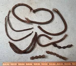 Antique Victorian WOVEN MOURNING HAIR * 10 Ornate Pieces for Repair - Picture 1 of 4