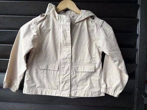 Old Navy Girls XS (5) Trench Coat Jacket Zip up with Hood 100% Cotton - Picture 1 of 7