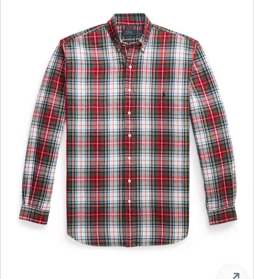 Camisa Polo Ralph Lauren Roja y Blanca a Cuadros Manga Larga Botón Frontal NUEVA 3XL 3XB Foto 1 de 3