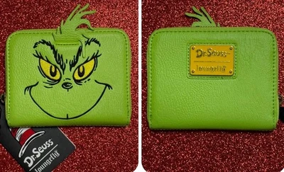 CARTERA THE GRINCH x Loungefly Face Dr Seuss - Cremallera de cuero sintético *Verde, talla única Foto 1 de 4