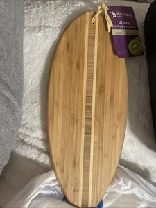 Totally Bamboo Lil' Surfer Surfboard Shaped Bamboo Serving and Cutting Board, - Picture 1 of 6
