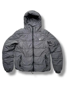 Superdry MTN Puffer Jacket Gray Large Hooded Warm Winter Coat  - Picture 1 of 15