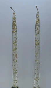 "Juego de 2 velas Lucite vintage con manchas doradas de 12""" - Imagen 1 de 7