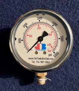 Pressure Air Gauge 6000 PSI 2.5" Face Bottom Mount, Male NPT - Picture 1 of 8