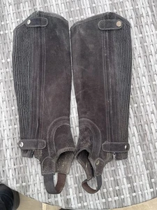 Xl Suede Half Chaps Horse Riding Equestrian - Picture 1 of 2