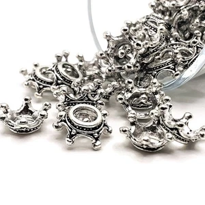 Silver 3D Crown Charms, Bead Caps, 13x6mm - US Seller - Picture 1 of 4
