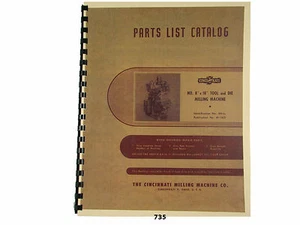 Cincinnati No. 8 Zoll x 18 Zoll Werkzeug & Matrize Fräsmaschine Modell OM Ersatzteilliste *735 - Bild 1 von 5