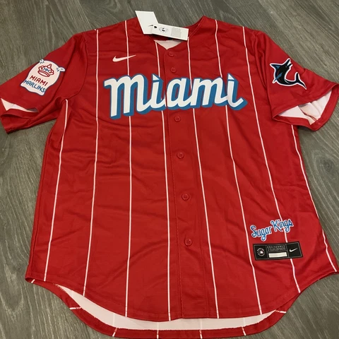 Nike Miami Marlins City Connect Red Jersey #15 Anderson Men’s Size: 2XL NWT Cover
