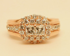 EVER US 1.00 ctw Princess & Round Diamond 2-Stone Wedding Ring Set 14K Rose Gold