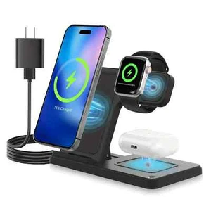 Wireless Charger, Magnetic Fast Charging Stand Compatible w/ iPhone, Apple Watch - Picture 1 of 11
