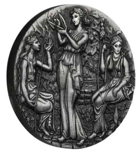 2025 The Fates – The Moirai 2oz Silver Antiqued Coin - Bild 1 von 5