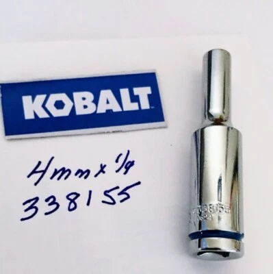 Kobalt 4 mm x 1/4" Dr  Deep Chrome Socket  6 Pt  # 338155 Free USA Shipping - Image 1 of 3