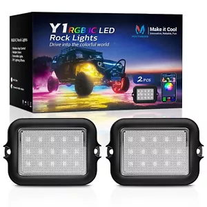 MICTUNING 2pcs single Y1 RGB+IC Led Rock Lights Underglow Led Pods Lighting - Foto 1 di 12