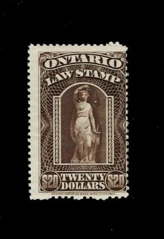 Canada Revenue Ontario Law Stamp van Dam OL64 MNH  with blue 'C' on back Cover