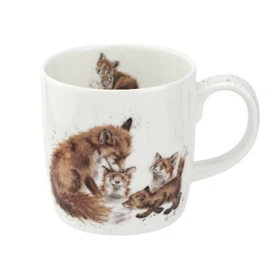 Royal Worcester Wrendale Design Bedtime Kisses 14 Ounce Bone China Mug - Foxes