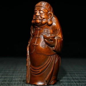 Asian old boxwood hand carved landlord man Figure statue collect  netsuke - Picture 1 of 6