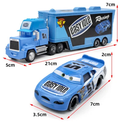 Set of 2 Disney Pixar Cars NO.51 Easy Idle Mack Hauler Truck Diecast Toy Car - Image 1 of 4