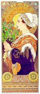 Thistle Flower Maiden by Alfons Maria Mucha Counted Cross Stitch Pattern - Picture 1 of 9