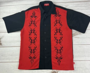 Vintage Jnco Shirt Mens L Tribal Print Short Sleeve Button Red/Black Skate - Picture 1 of 7
