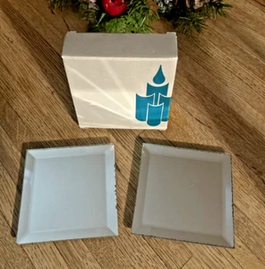 PartyLite montaña rusa espejada para velas biselado vidrio conjunto de 2 cuadrados - Imagen 1 de 4