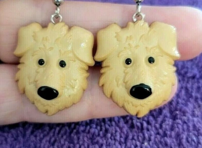 _Собака золотой ретривер щенок щенок желтовато-коричневый падение подвеской крюк серьги - идеальный подарок! - Изображение 1 из 4