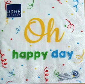 Servietten Oh happy day Geburtstag 20 Stk Geburtstag Party 33x33cm NEU - Bild 1 von 1