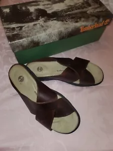 NEW TIMBERLAND BONNIE BROWN CRISS CROSS SLIDES LEATHER SZ 10 - Picture 1 of 3