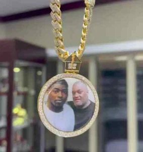 2.00Ct Round Cut Real Moissanite Custom Memorial Pendant 14K Yellow Gold Plated - Picture 1 of 10