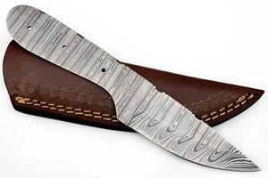 CUSTOM HAND FORGED DAMASCUS Steel Blank Blade for Knife Making Supply W/Sheath - Picture 1 of 5