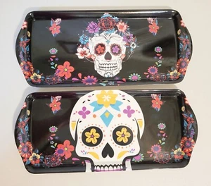 2 Dia De Los Muertos Day of the Dead Plastic Rectangle Trinket Serving Tray - Picture 1 of 8