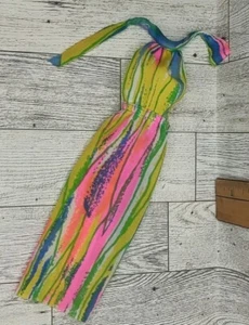 Vintage Rainbow Tie-Dye HALTER DRESS ONLY Superstar Barbie 1979 Best Buy #1359 - Picture 1 of 5