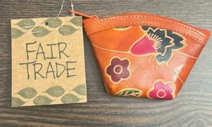 Floral Orange Coin Purse NWT fair trade - Picture 1 of 3
